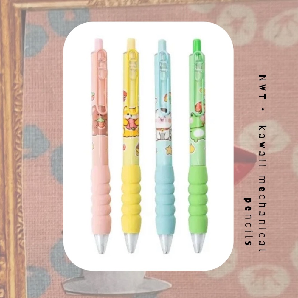 🏷️🆕🎉 kawaii pastel pack of 4 mechanical grip pencils